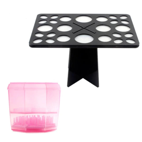 14-hole makeup brush holder in various colours for organizing and drying brushes
