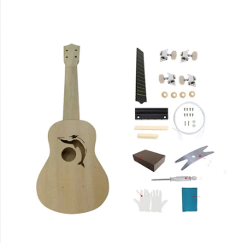 Hand-painted cherry blossom ukulele for beginners, 21 inches in length