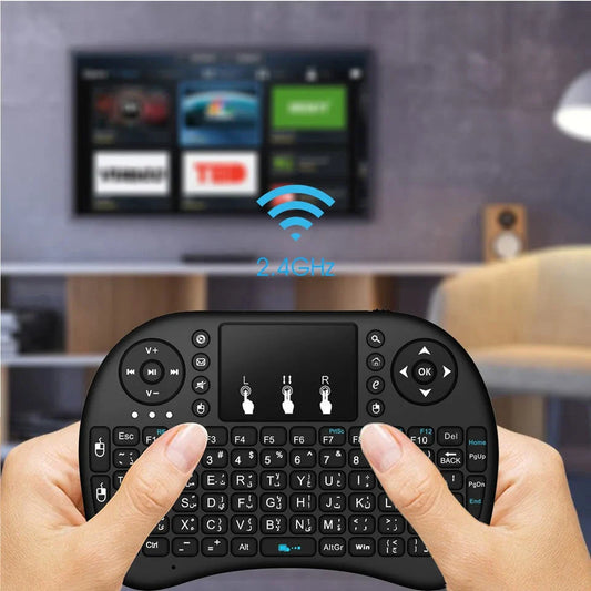 Wireless Mini Keyboard with larger touchpad and dual mouse buttons in black