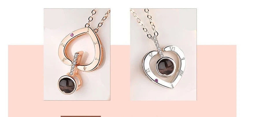 Subloom Heart 100 I Love You sterling silver necklace with heart shape and unique engraving