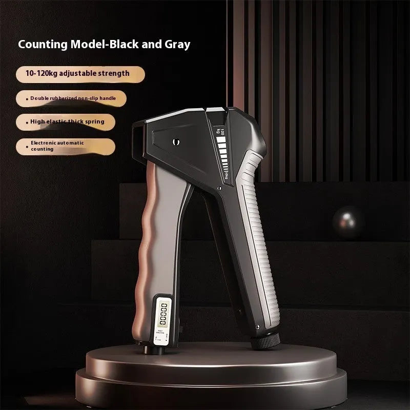 Second generation adjustable hand grip strengthener with mechanical counter showing orange colour option
