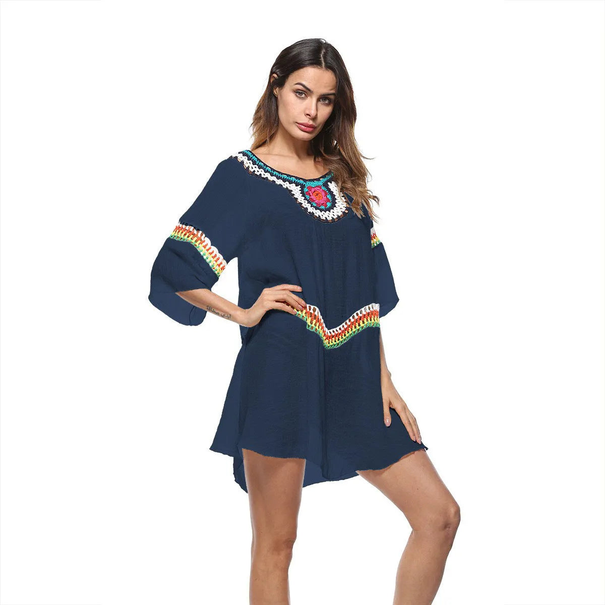 Crocheted ethnic style sun protection clothing in free size with four colour options