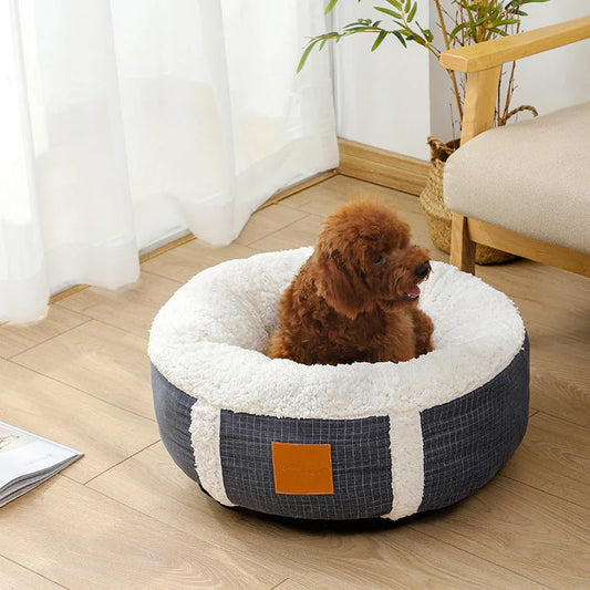 Winter lamb wool pet bed in various sizes and colors for pet warmth and comfort