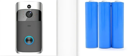 Black wireless video doorbell camera with 166-degree lens, 10m night vision, ABS build, dimensions 7.5x3.3x14.4cm