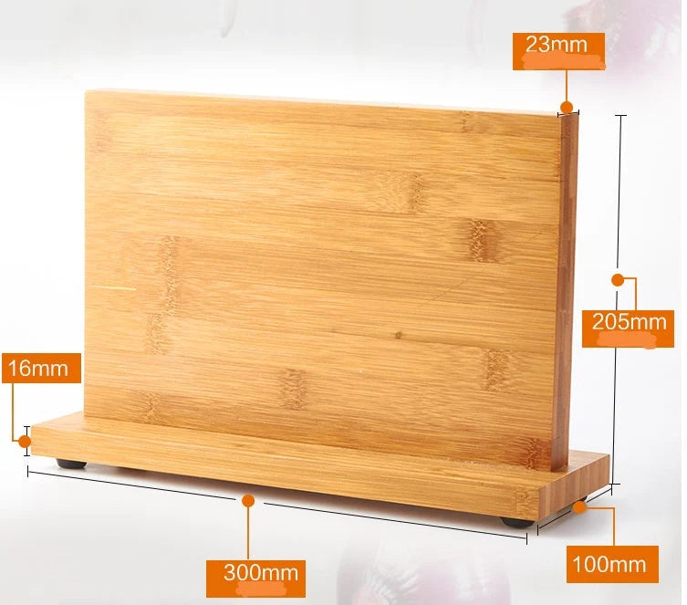 Bamboo magnetic knife holder for kitchen with large capacity and wood colour finish