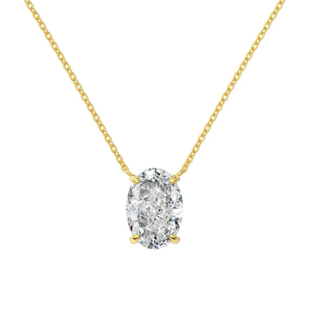 S925 sterling silver necklace with an oval ice flower geometry pendant in gold or platinum finish.