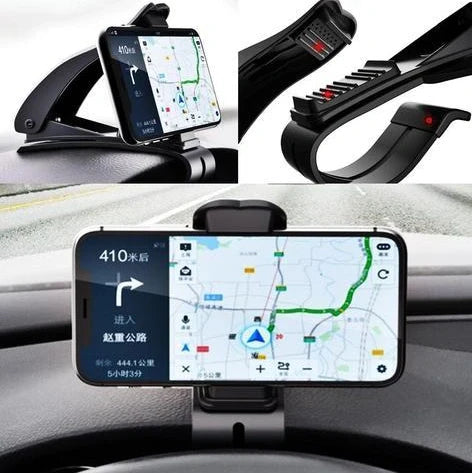 Black magnetic car phone holder with 360-degree rotation mounted on car vent