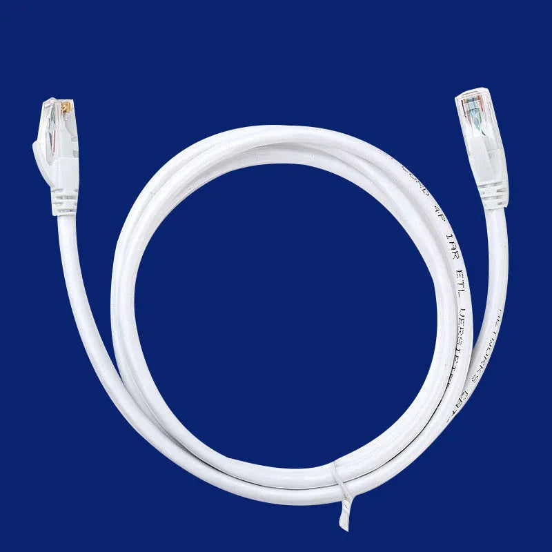 White Cat6 network cable with RJ45 connectors in various lengths including 1M to 50M for Ethernet networking