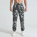 Men's sports casual camouflage trousers in army green pattern, full length, polyester fabric