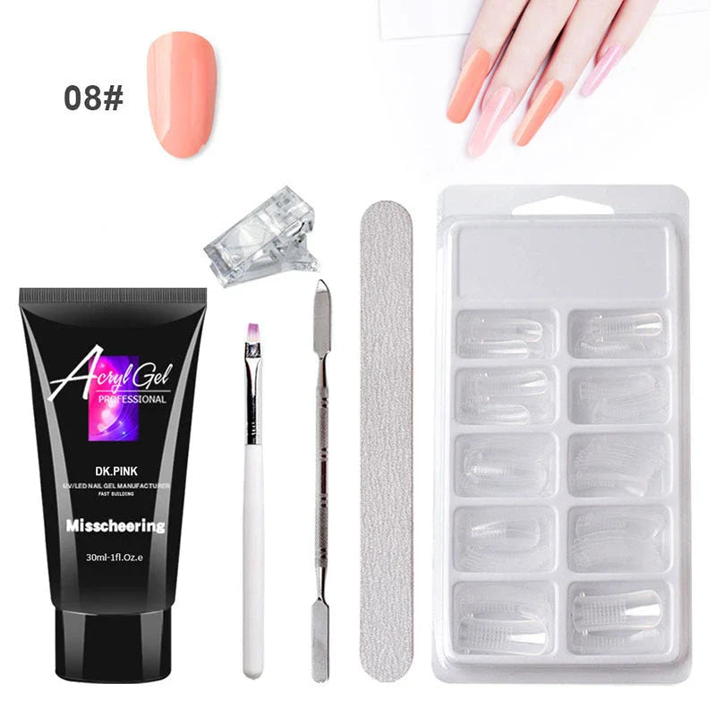 Painless Extension Gel Nail Art Set with UV/LED lamp and leather case