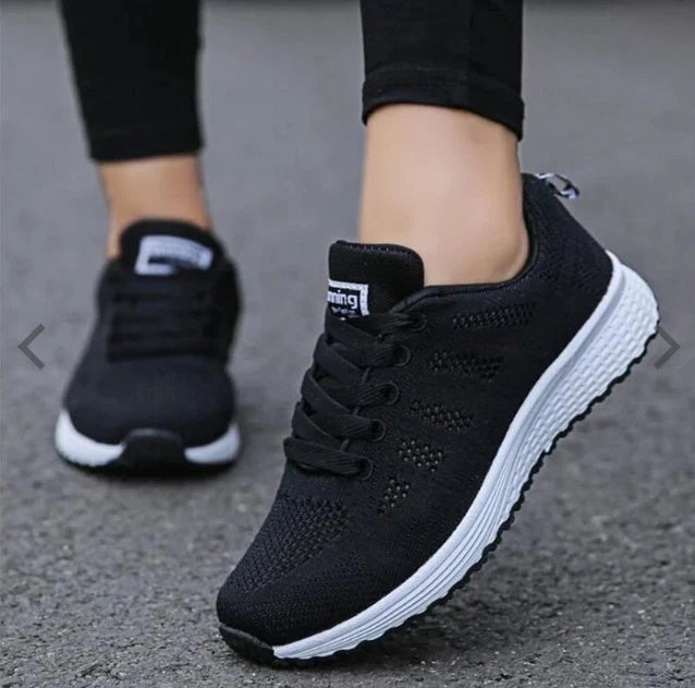Women's sports sneakers with mesh upper and low wedge heel in various colors