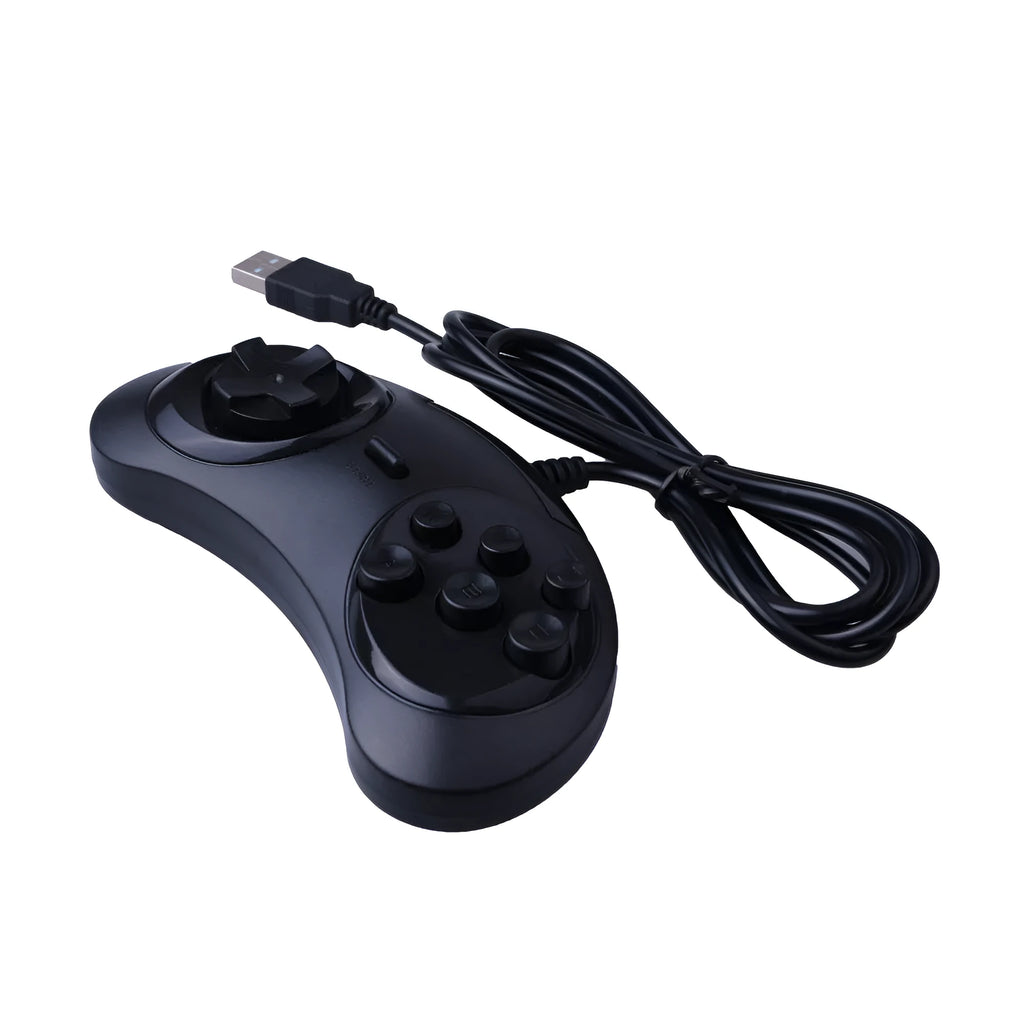 Black Sega USB wired controller for PC gaming with 1.8 metre cable
