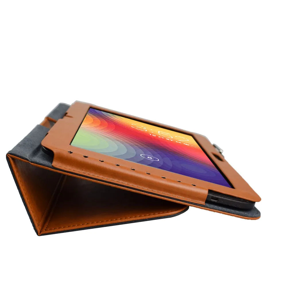 Black imitation leather PU protective back cover case with metal clip for Google Pixel Tablet 10