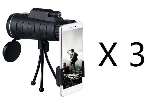 40x60 monocular telescope with compass and phone clip, compact and lightweight for outdoor use