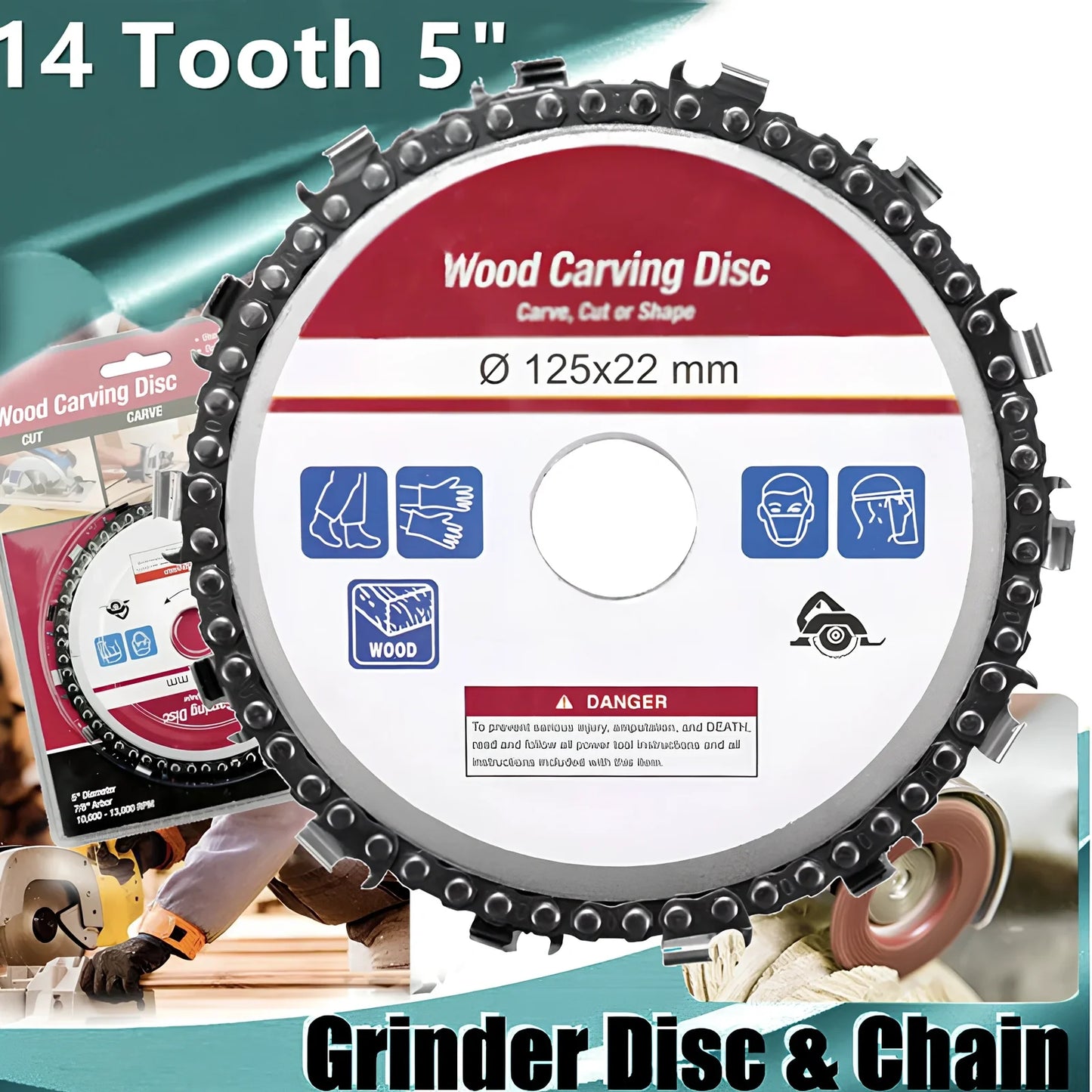 5 inch carbide angle grinder chain plate, 5mm thick for high-speed 13000 RPM metal cutting