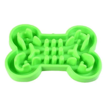 Silicone slow feeder bowl for dogs in rose red, blue, and green