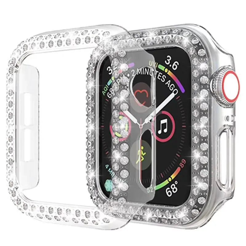 PC protective case for Apple Watch in various colours shown next to a watch.