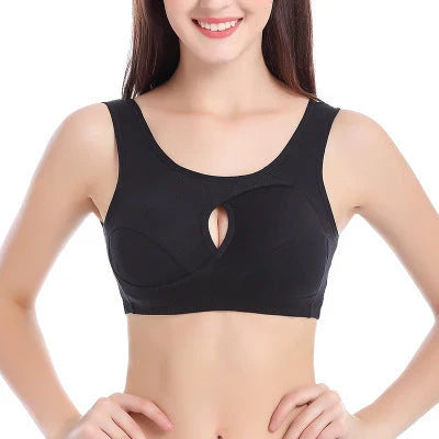 Comfortable and supportive sports bra with wireless design, crossover lift, and inner-bust band for plus-size support