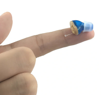 Black left ear ABS hearing aid, 3cm compact design with 15dB noise reduction for clear audio