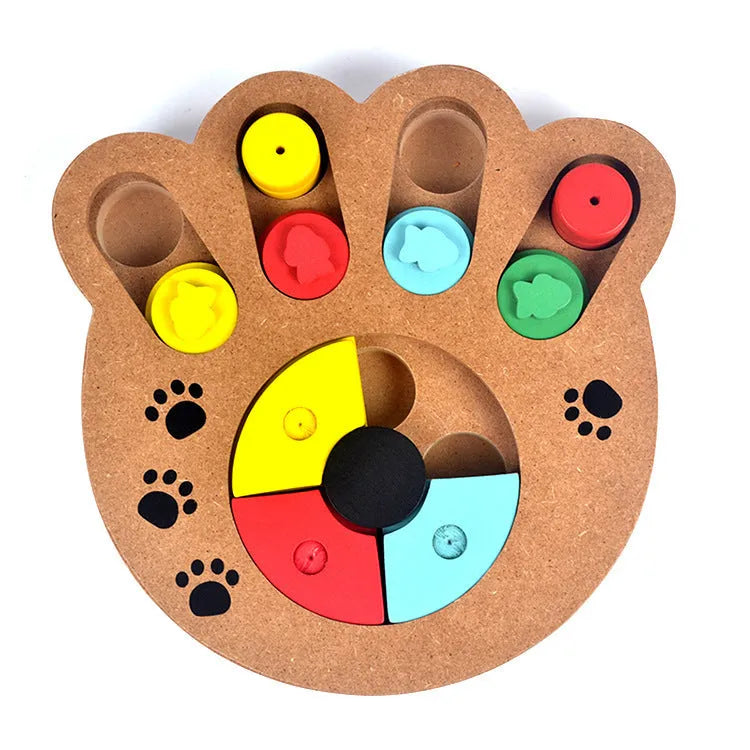 Wooden dog puzzle toy in bone style for interactive feeding and play