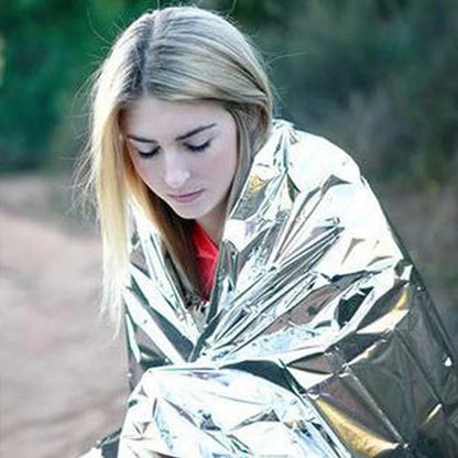Silver emergency hypothermia blanket for outdoor survival, 130x210cm