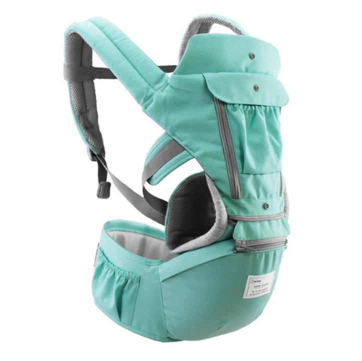 Multi-functional baby waist stool in various colours, designed for infants aged 3-36 months with a 20kg load capacity.