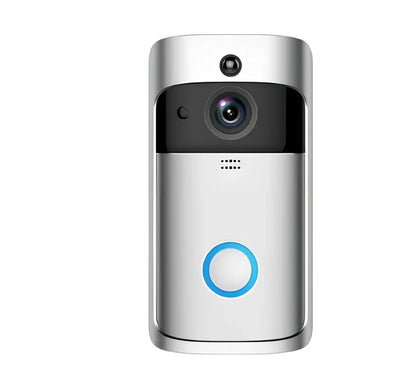 Black wireless video doorbell camera with 166-degree lens, 10m night vision, ABS build, dimensions 7.5x3.3x14.4cm