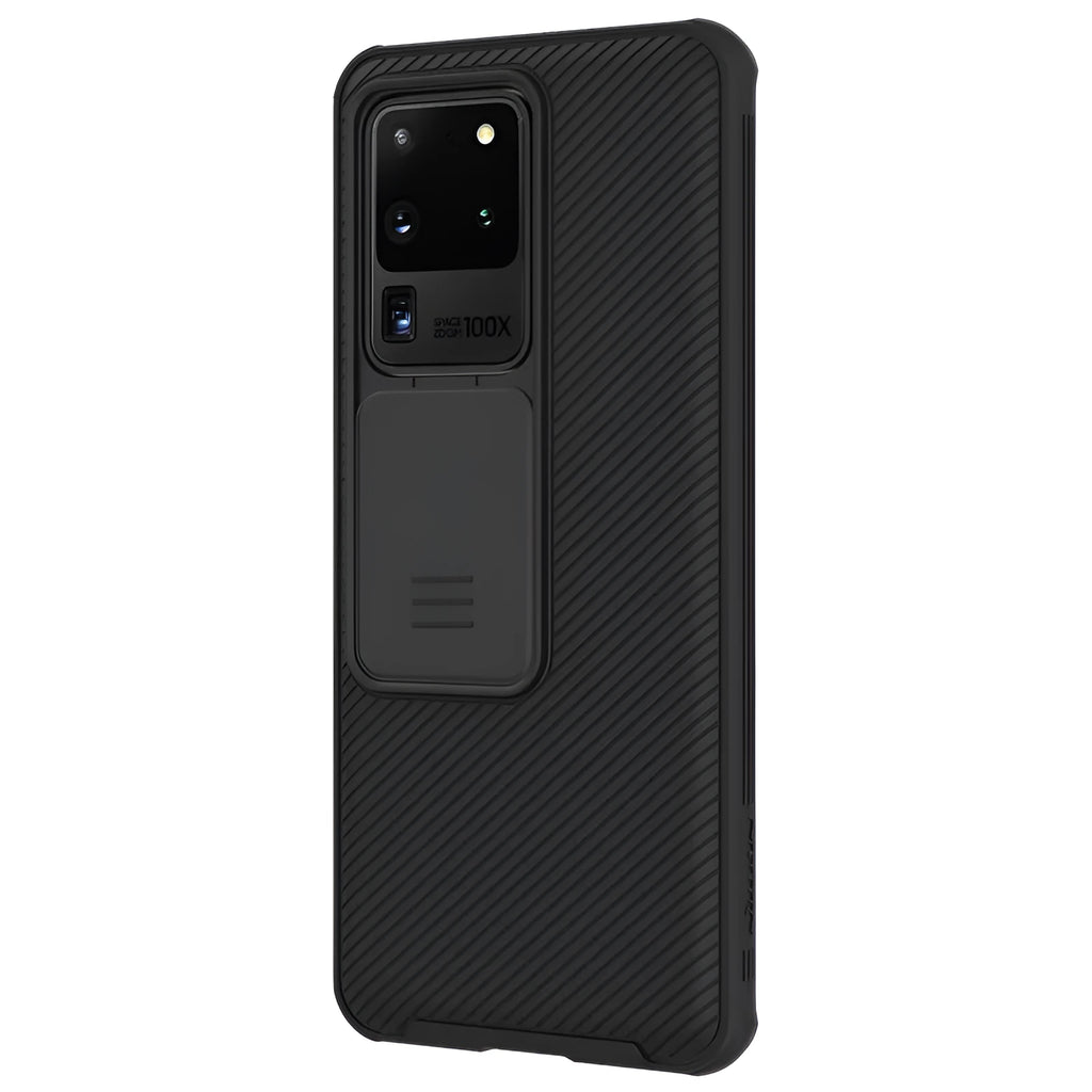 Black Samsung Galaxy S20 Ultra Black Mirror Pro slide protective phone case with TPU and PC back cover