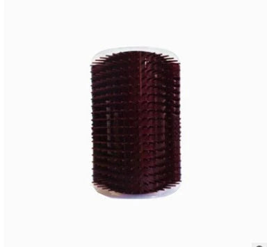 Wall-mounted cat self-grooming brush with soft rubber bristles and catnip attraction