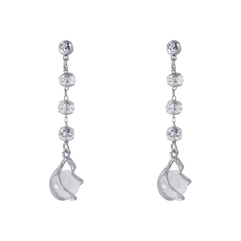 Crystal opal earrings with water drop design in alloy and electroplating