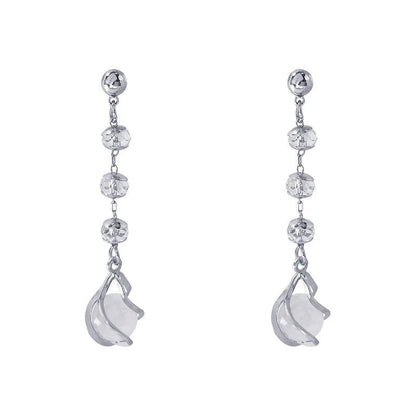 Crystal opal earrings with water drop design in alloy and electroplating