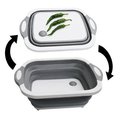 Versatile foldable chopping board with integrated strainers, made from durable PP and TPR materials for Kiwi kitchens