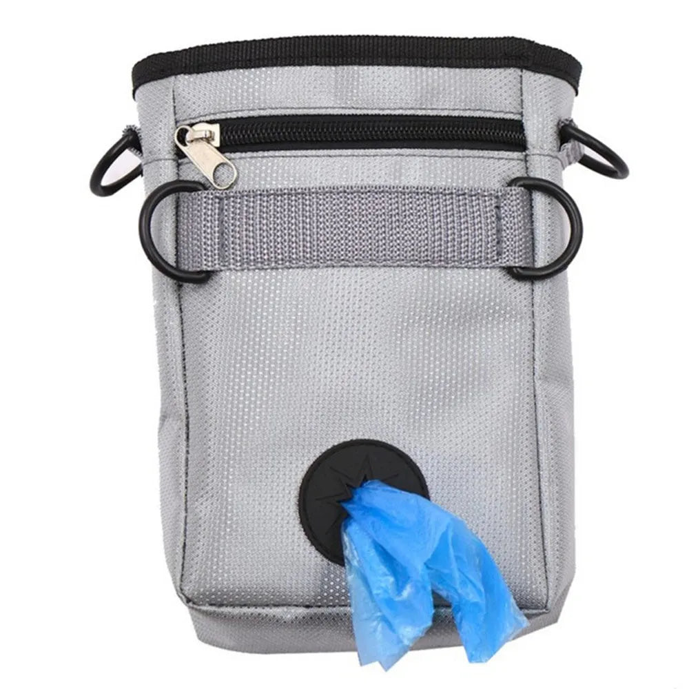 Black dog training belt bag made of Oxford cloth and polyester with adjustable waist belt