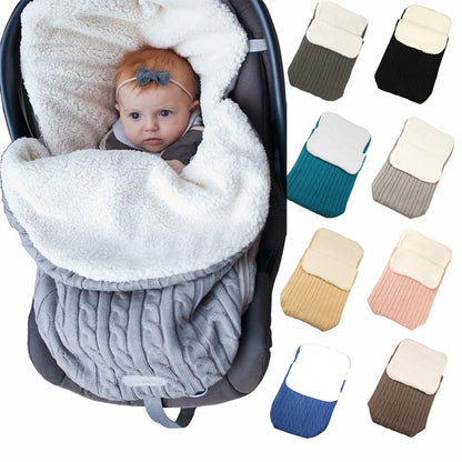 Cozy winter baby stroller sleeping bag with soft, plush lamb cashmere lining and premium cotton wool filling for superior insulation