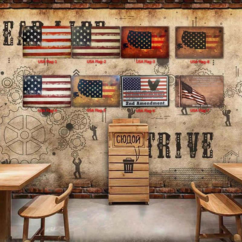 Retro tin painting wall decoration with American retro style, dimensions 30cm x 20cm x 0.9cm