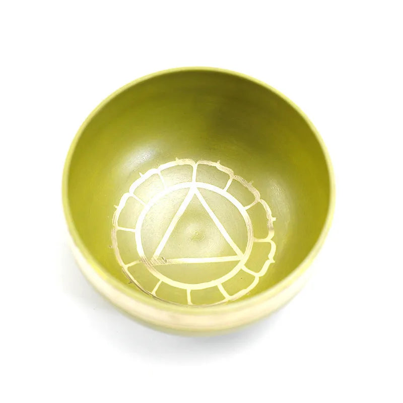 Handmade Himalayan singing bowl in blue, 7.8 cm diameter, for meditation and yoga.