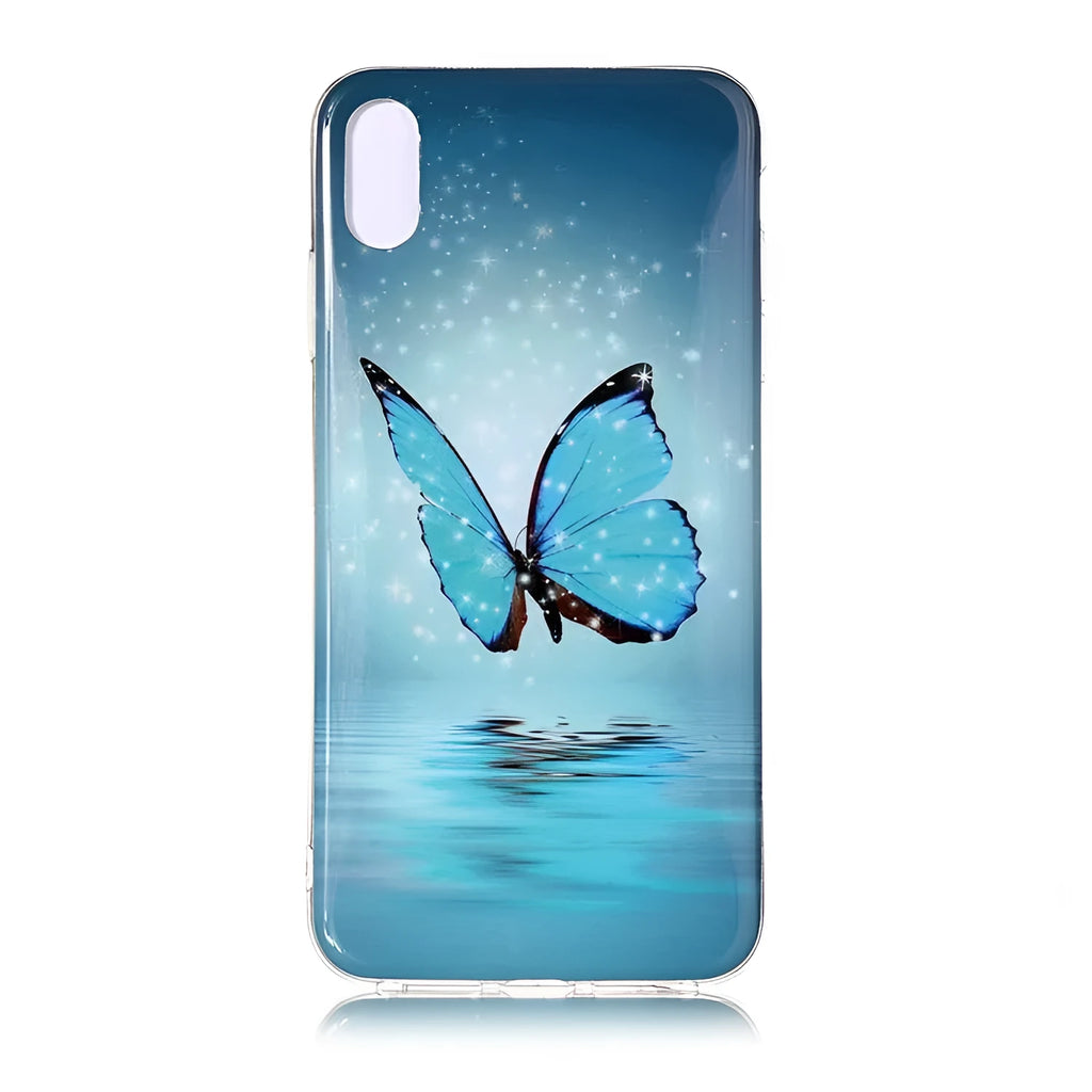 Luminous phone case with glow-in-the-dark butterfly design for iPhone