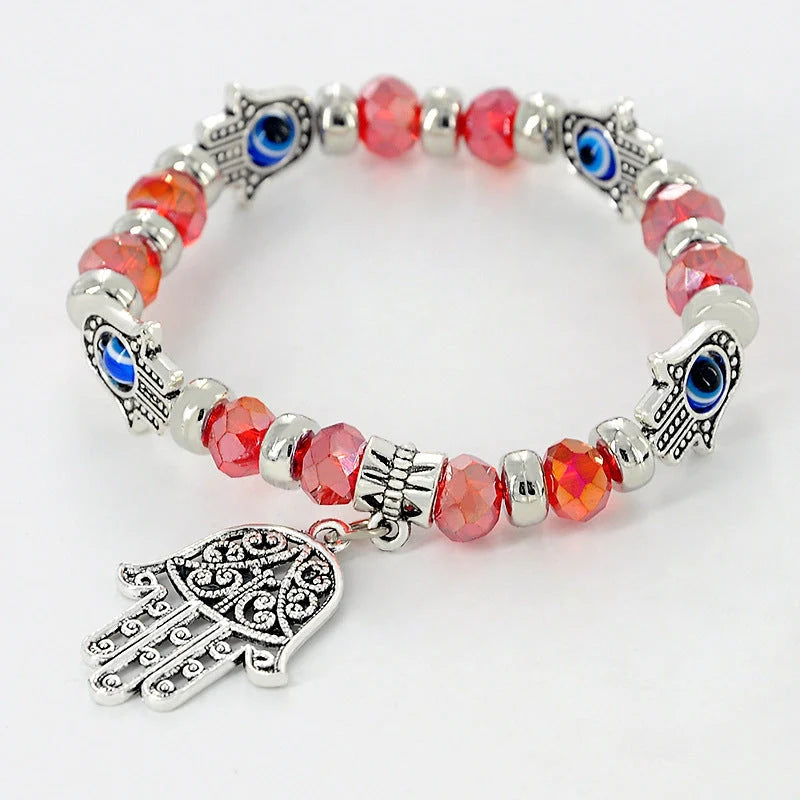 Devil's Eye Beaded Bracelet in alloy with artificial gems, available in multiple colours