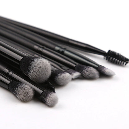 ZOREYA15 15-piece black makeup brush set with synthetic bristles and wooden handles