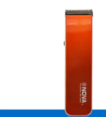 Electric hair clipper with removable blade head in five colour options: black, blue, orange, red, white.