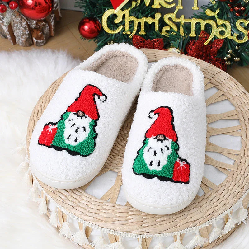 Cozy cartoon santa claus home slippers in various colors for men and women