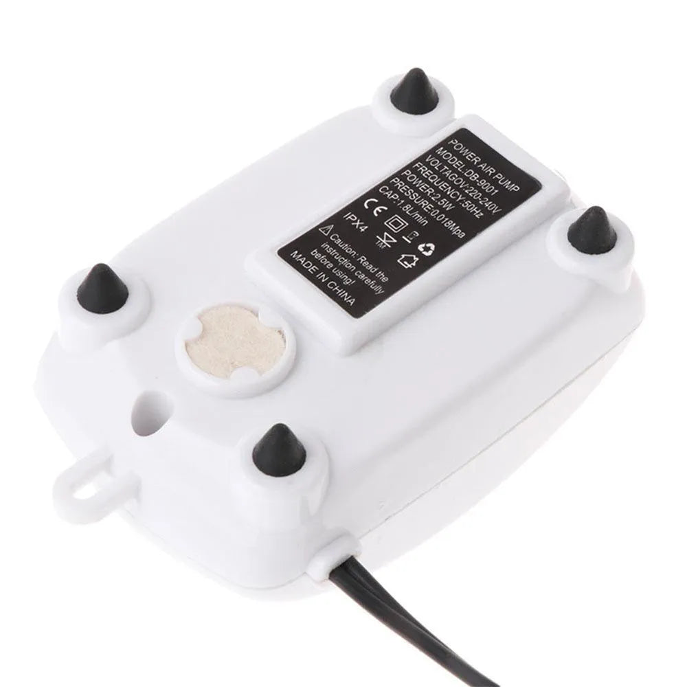 White aquarium silent oxygen pump 2.5W 1.8L/min with EU plug for fish tank aeration