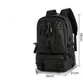 Oxford cloth large capacity travel backpack in black with USB charging port and multiple zippered pockets