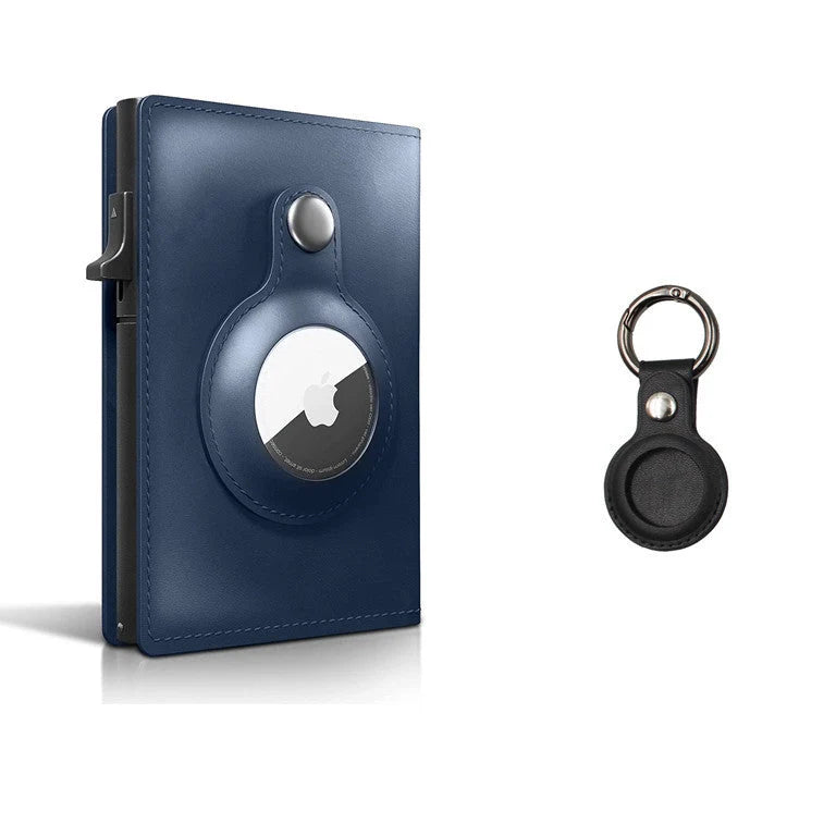 Genuine leather card holder with aluminum alloy frame in Crazy Horse finish