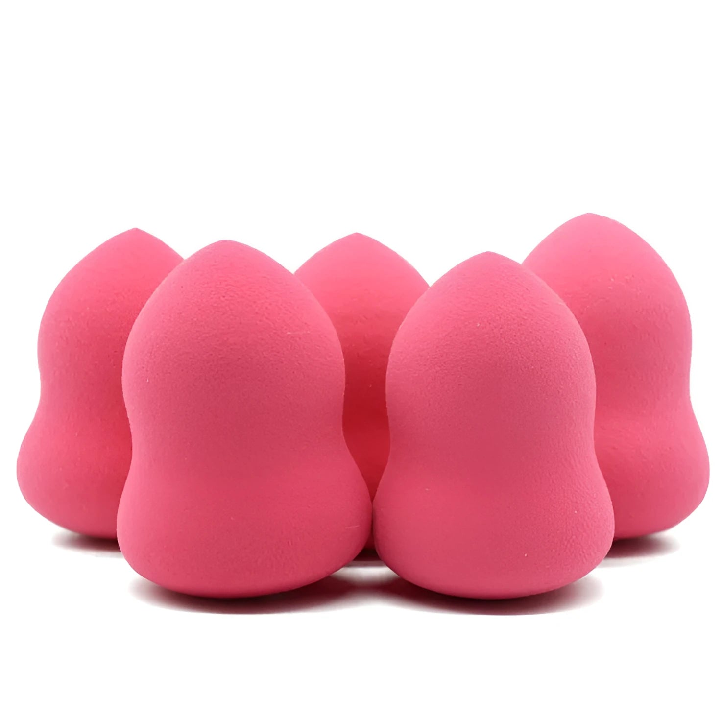 Pink rectangular makeup foundation sponge for wet or dry application measuring 4cm by 4cm by 5.6cm