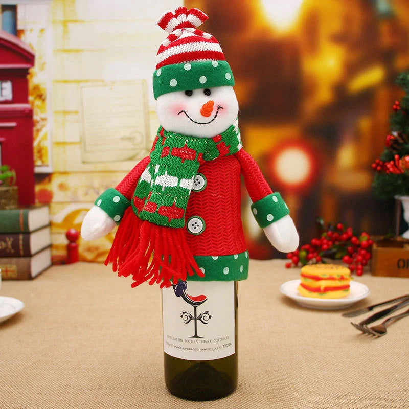 Festive Christmas wine bottle socks in vibrant holiday designs