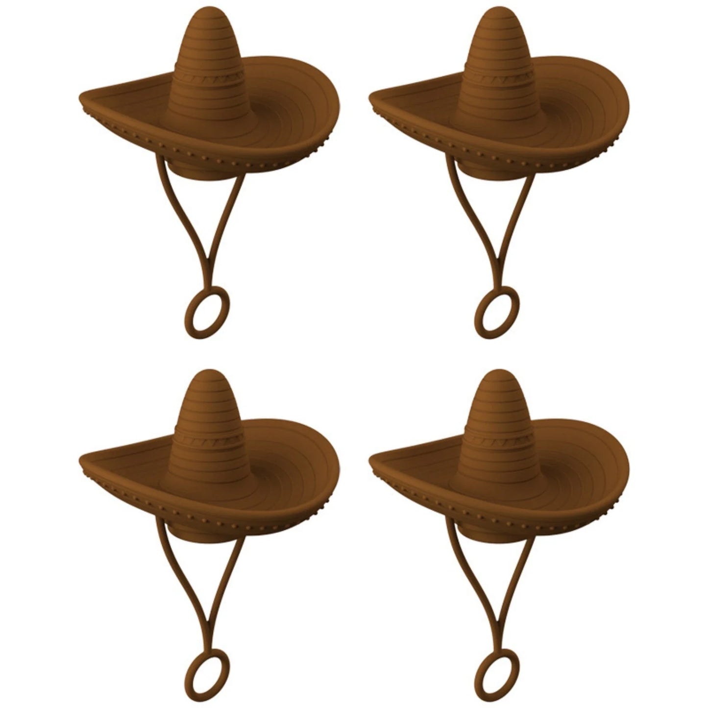 Sturdy Cowboy Hat-shaped straw covers made of food-grade silicone in vibrant colors like red, black, and brown