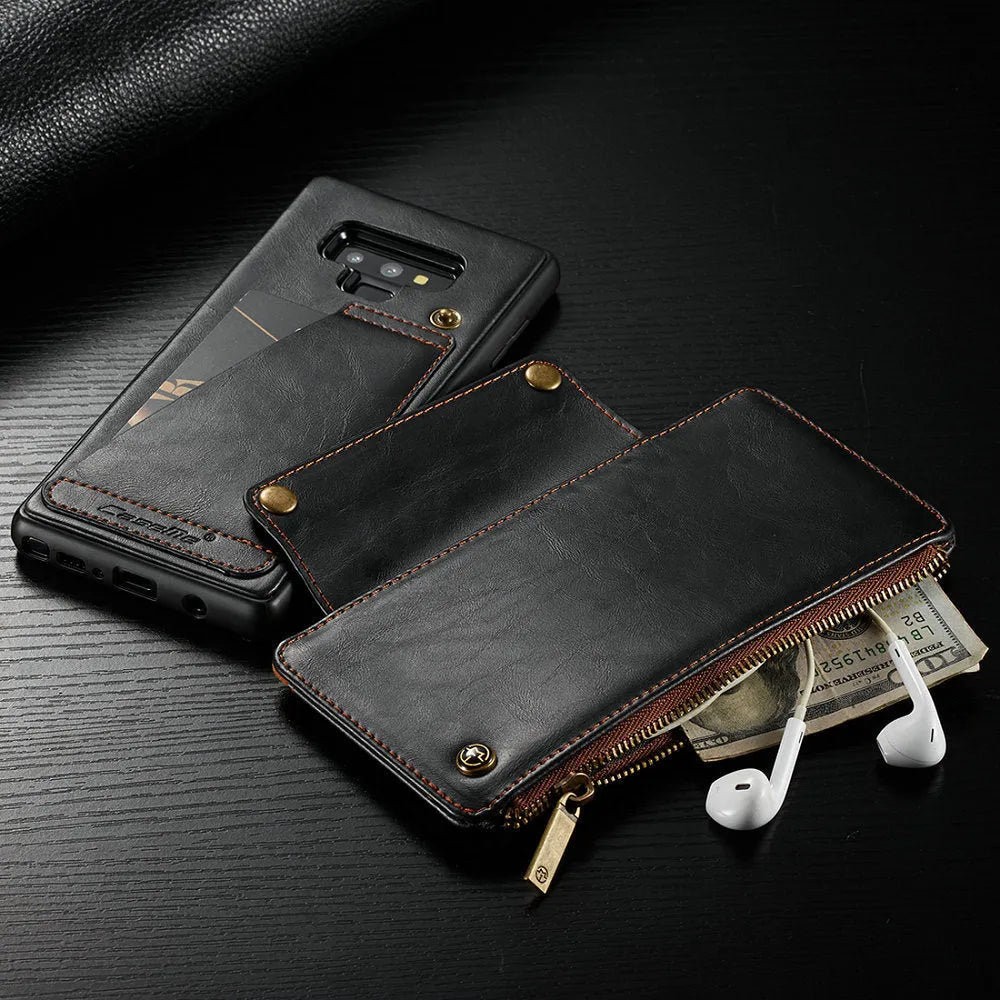 Black PU leather flip phone case for SAMSUNG Note9 shown open