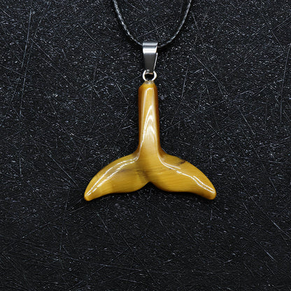 Crystal fishtail necklace with carved whale tail pendant measuring 2.0mm thick on 50cm lanyard