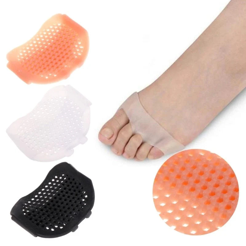 Honeycomb silicone front pads for high heel shoes in black, white, and skin tone